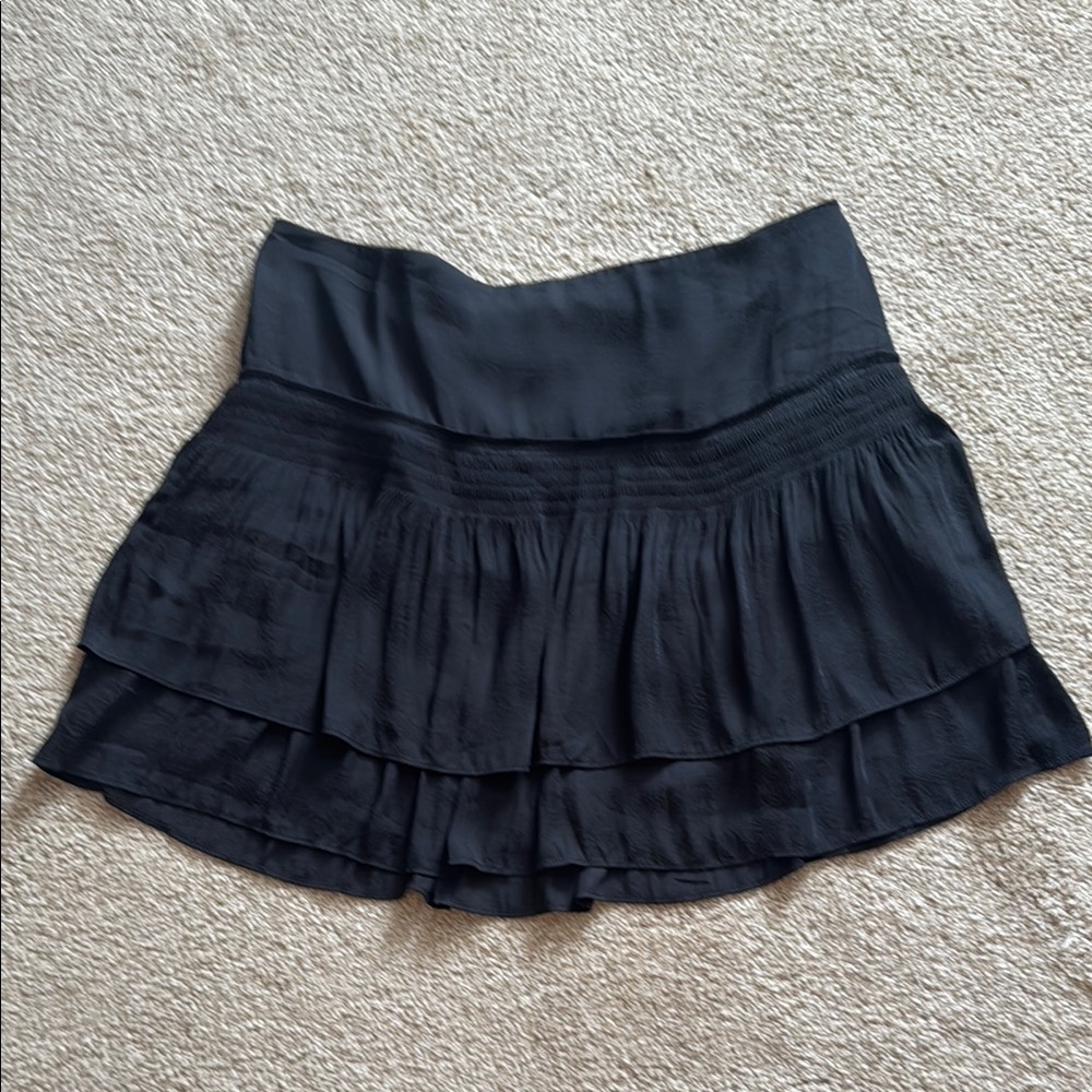 White House Black Market Classic Black Ruffled Mini Skirt